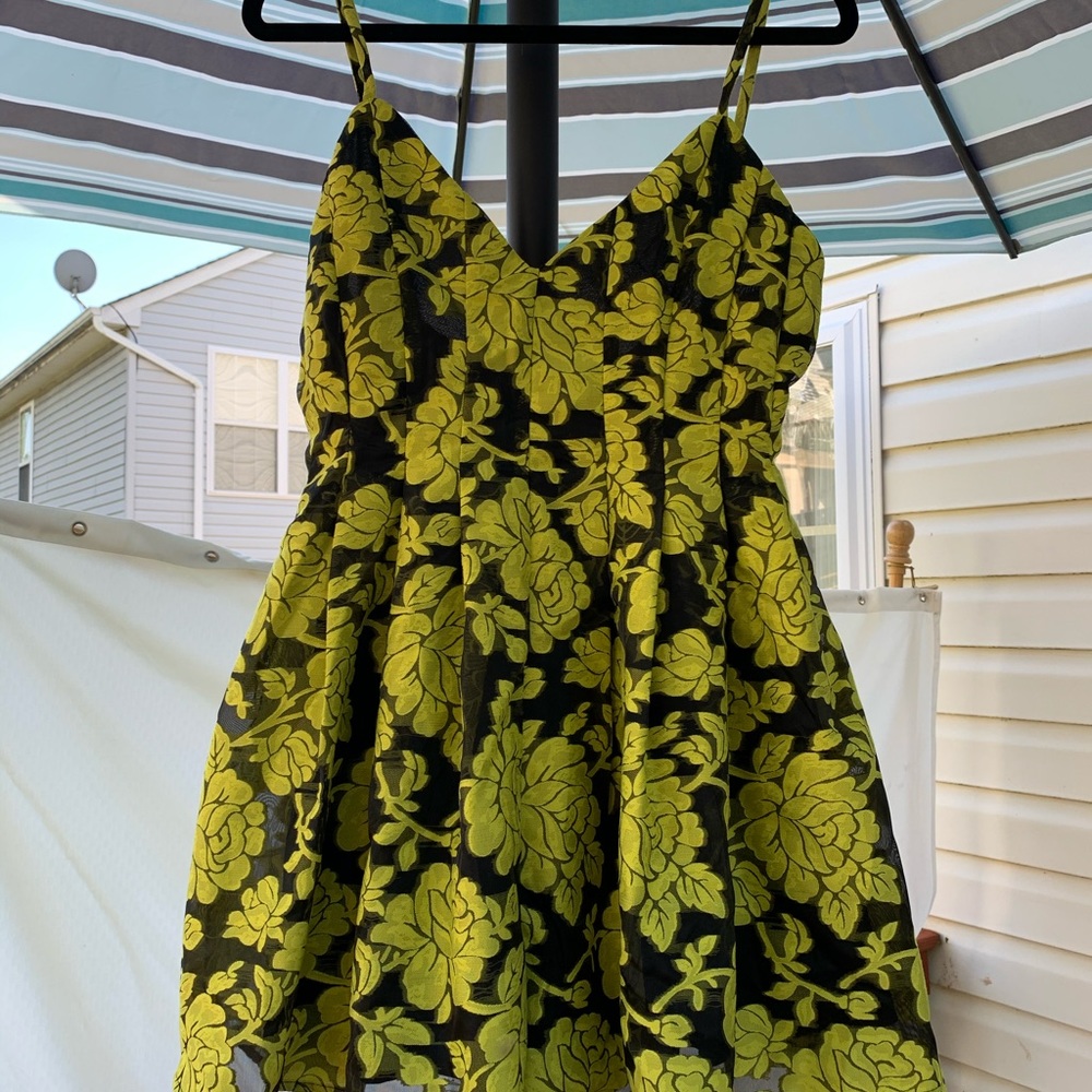Ark+Co Floral black and neon green summer romper